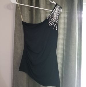 One Shoulder Black Top